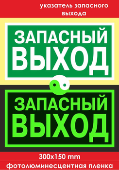 E23 указатель запасного выхода (ГОСТ 34428-2018, фотолюминесцентная пленка, 300х150 мм) - Знаки безопасности - Фотолюминесцентные знаки - Магазин охраны труда ohranatruda-shop.ru