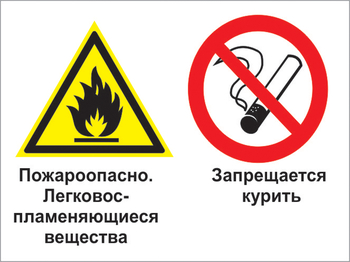 Кз 23 пожароопасно - легковоспламеняющиеся вещества. запрещается курить. (пластик, 600х400 мм) - Знаки безопасности - Комбинированные знаки безопасности - Магазин охраны труда ohranatruda-shop.ru